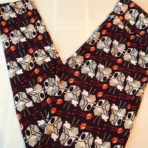 LuLaRoe OS Leggings Chinese Take Out in purple